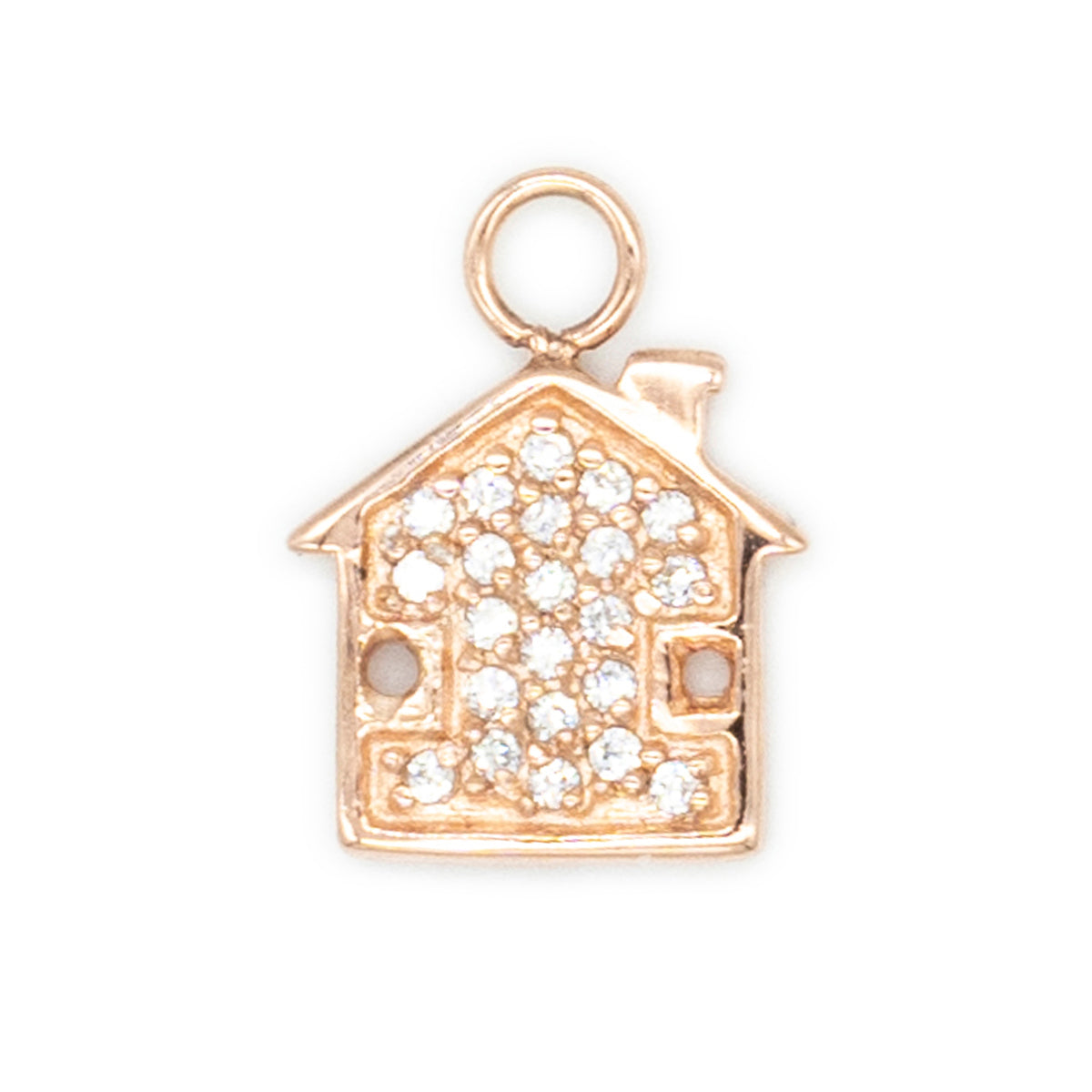 Casetta arg 925°°° placcato oro rosa 24k Cubic Zirconia bianchi