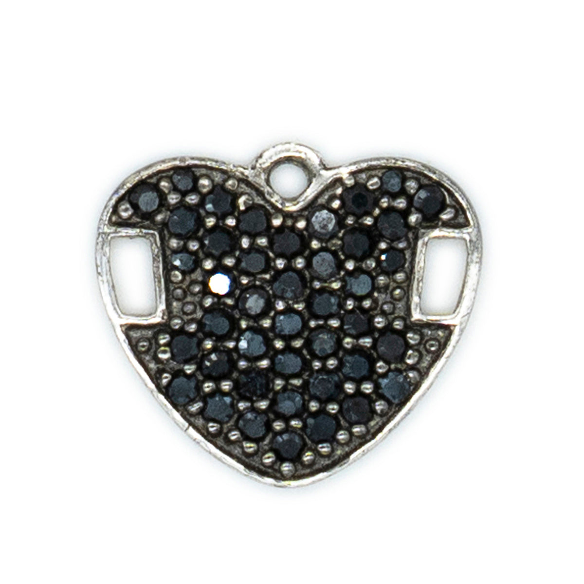Cuore argento bianco 925°°° Cubic Zirconia neri