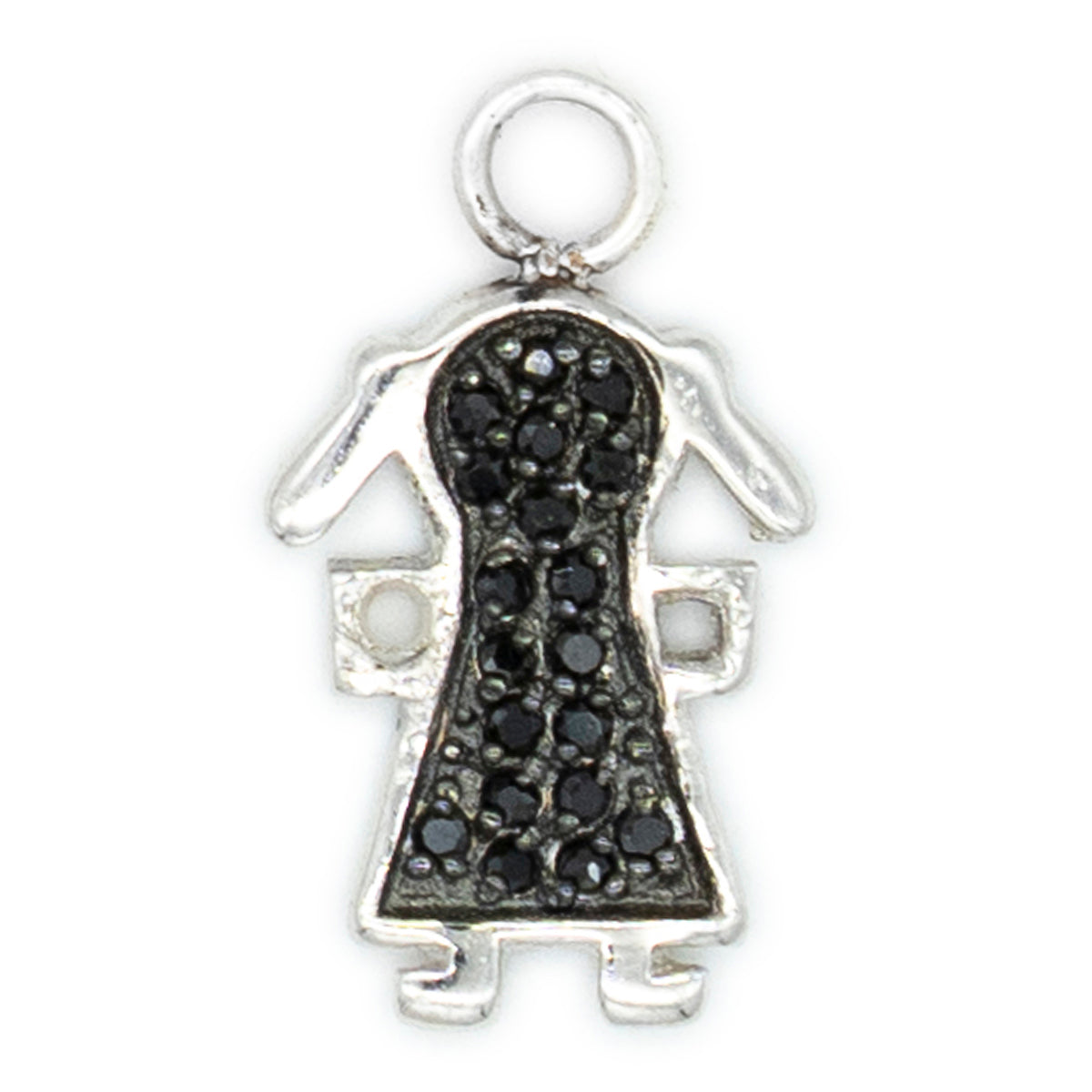 Bimba argento bianco 925°°° Cubic Zirconia neri