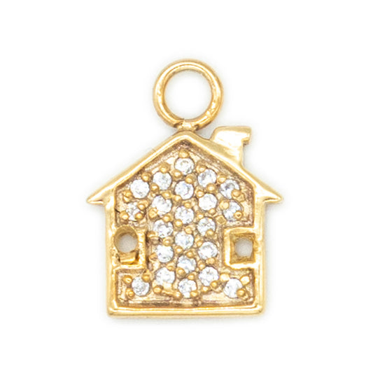 Casetta arg 925°°° placcato oro giallo 24k Cubic Zirconia bianchi