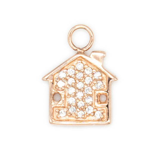 Casetta arg 925°°° placcato oro rosa 24k Cubic Zirconia bianchi