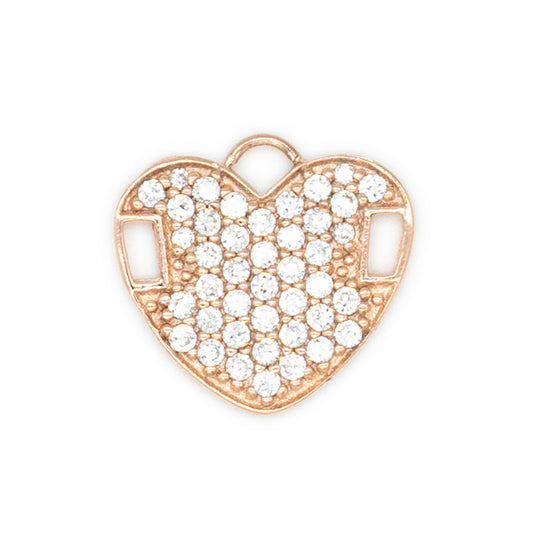 Cuore argento 925°°° placcato oro rosa 24k Cubic Zirconia bianchi