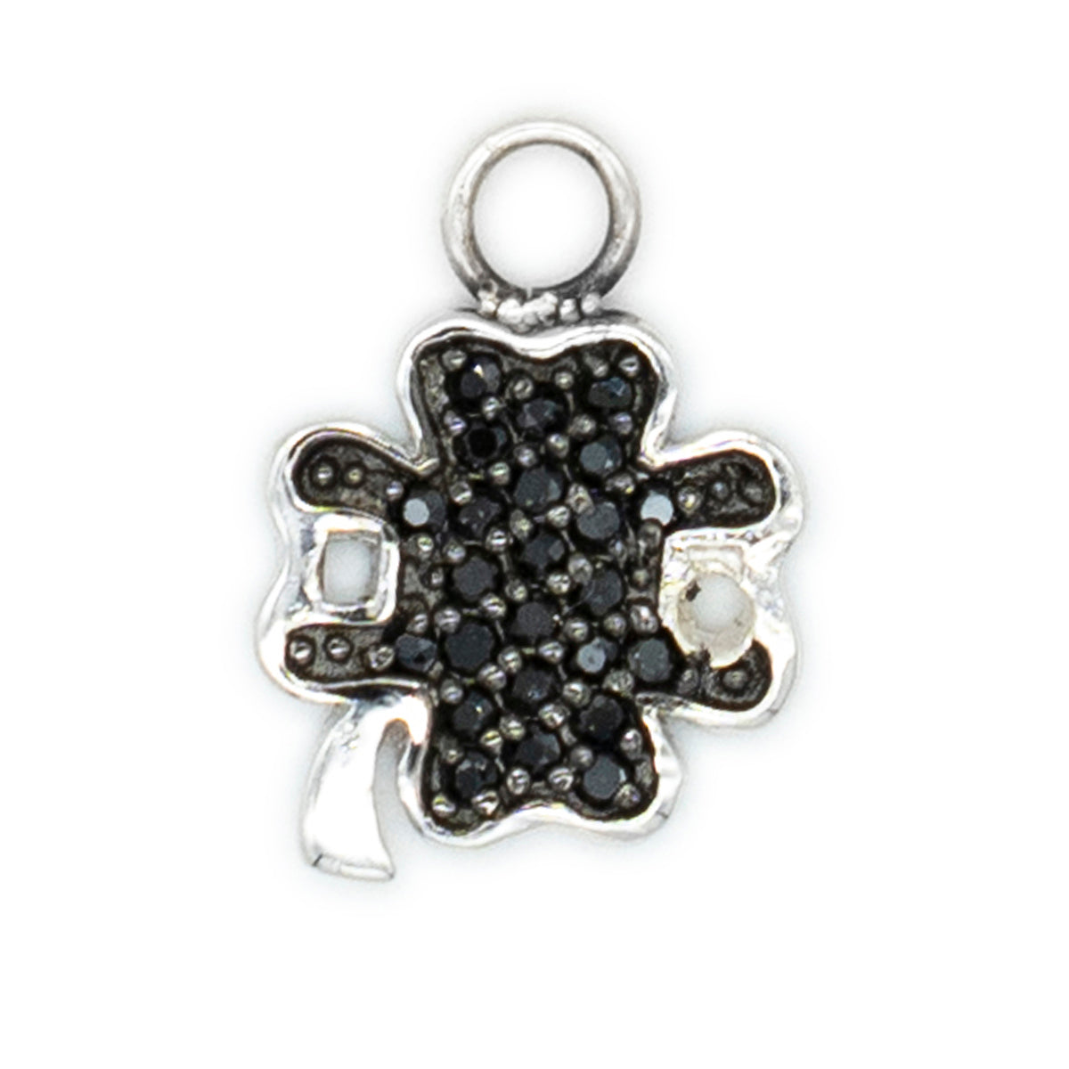 Quadrifoglio argento bianco 925°°° Cubic Zirconia neri
