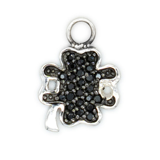 Quadrifoglio argento bianco 925°°° Cubic Zirconia neri