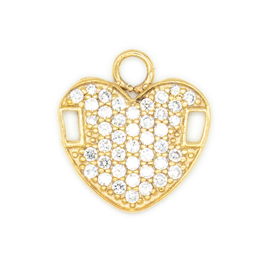 Cuore argento 925°°° placcato oro giallo 24k cubic Zirconia bianchi