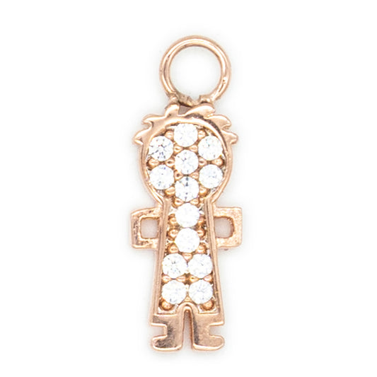 Bimbo argento  925°°° placcato oro rosa Cubic Zirconia bianchi