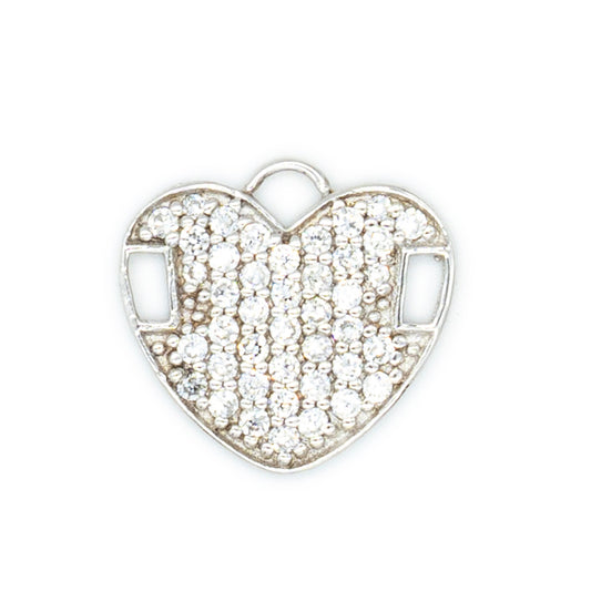 Cuore argento bianco 925°°° Cubic Zirconia bianchi