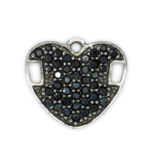 Cuore argento bianco 925°°° Cubic Zirconia neri