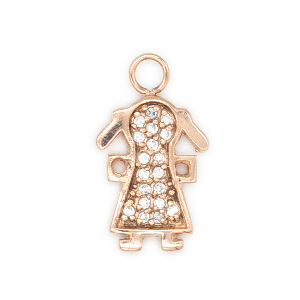 Bimba argento 925°°° placcato oro rosa 24k Cubic Zirconia bianchi