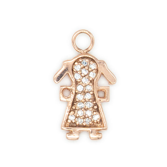 Bimba argento 925°°° placcato oro rosa 24k Cubic Zirconia bianchi
