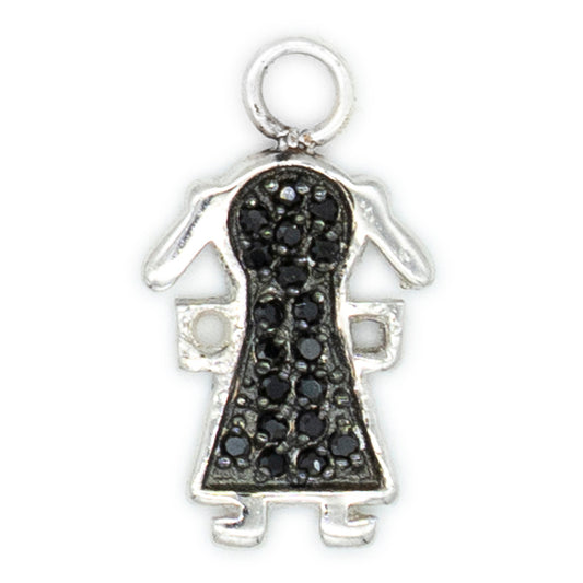 Bimba argento bianco 925°°° Cubic Zirconia neri