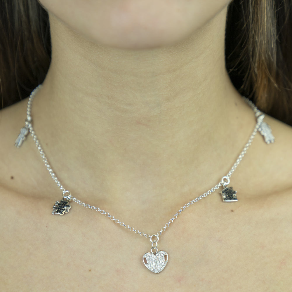 Collana Bollicine argento bianco 925°°° con cerchietti rodiati