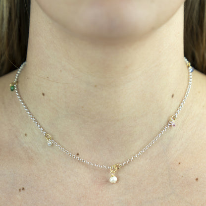 Collana Bollicine argento bianco 925°°° con cerchietti placcati oro giallo 24k